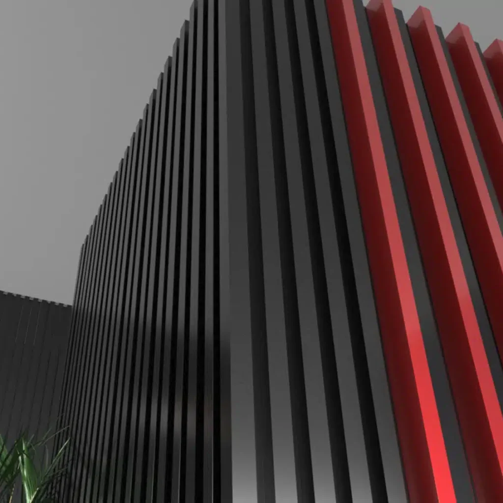 Close-up of DSOAL aluminum fluted panels