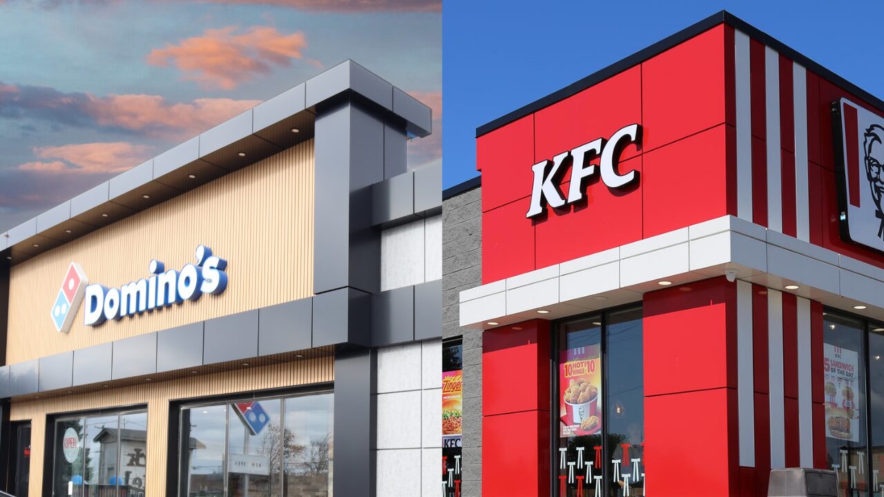 A split-screen high-resolution photograph showing a sleek ACM commercial building on each side done by Nortem Team